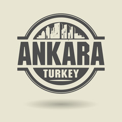 Stamp or label with text Ankara, Turkey inside