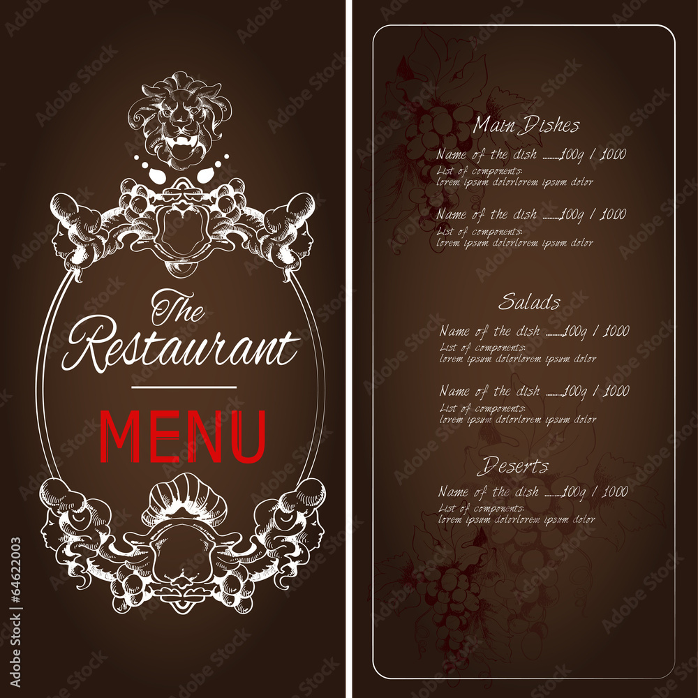 Wall mural Restaurant menu template