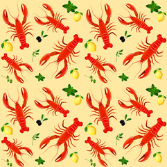 Lobster seamless pattern