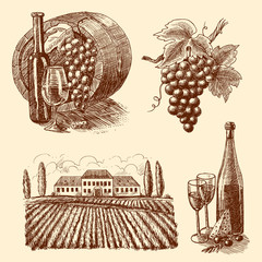 Wine sketch decorative set