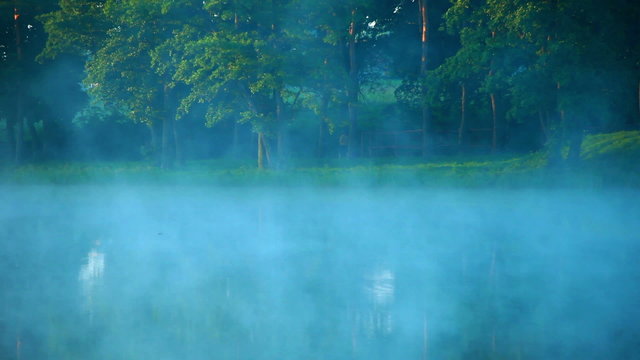 Misty dawn over the water