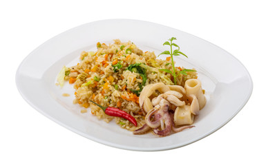 Fried rice with calamari