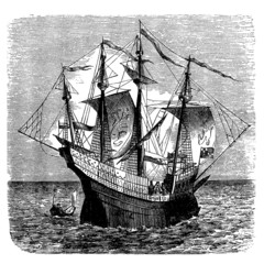 English Warship - Navire de Guerre - middle 16th century © Erica Guilane-Nachez