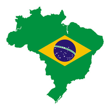 Brazil map with national flag