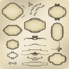 Vector set of vintage calligraphic elements and page decoration