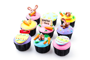 Easter cupcakes isolated white background