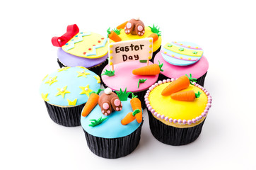 Easter cupcakes isolated white background