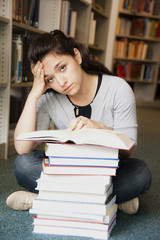 girl in a library