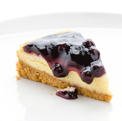 Blueberry cheesecake isolated white background