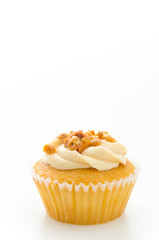 Nuts cupcake isolated on white background