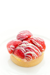 Strawberry tart isolated on white