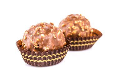 Chocolate ball isolated white background