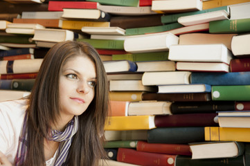 girl in a library