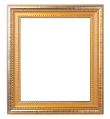 golden wooden frame isolated on white background
