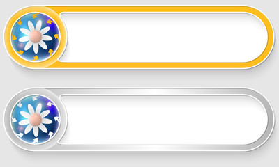 yellow and silver vector abstract buttons with flower