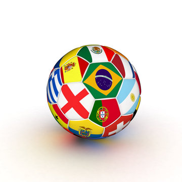 3d soccer ball with flags
