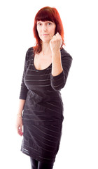 Mature woman showing her hand