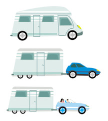 camper and trailer set,  isolated