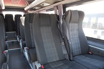 an Interior of modern city bus