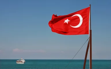 Foto op Canvas National flag of Turkey. © Rostislav Glinsky