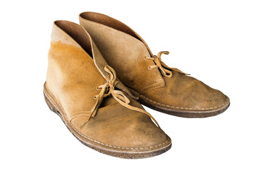old yellow boots Isolated on white background