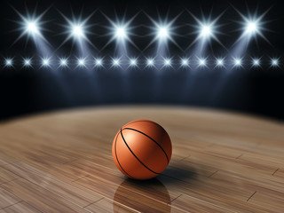 Ball on basketball court , Basketball arena