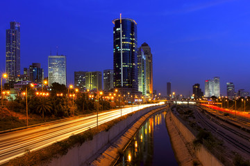 Fototapeta na wymiar Night view on Tel Aviv, Israel.