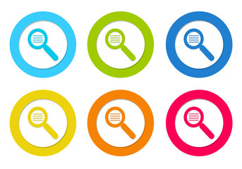 Colorful rounded icons with search symbol