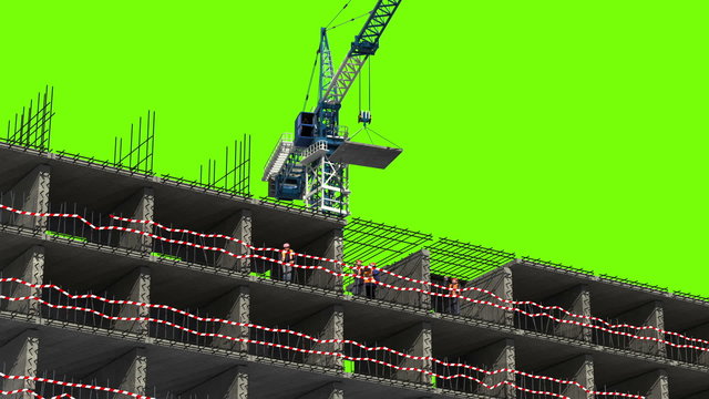 Building area. 3d animation with a green screen. time-lapse