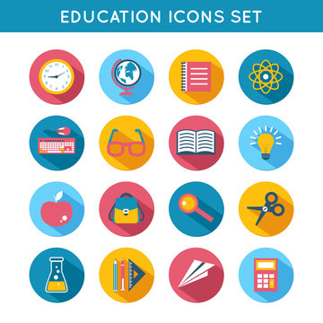 Education Icons Flat Set