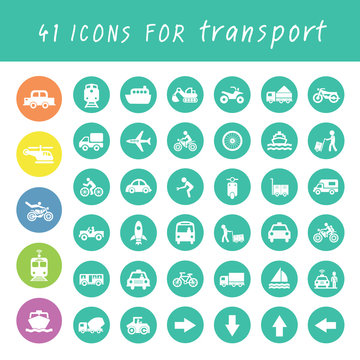 transport icons set