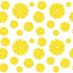 Tapeten Zitronen Zitronenscheiben auf weißem nahtlosem Muster