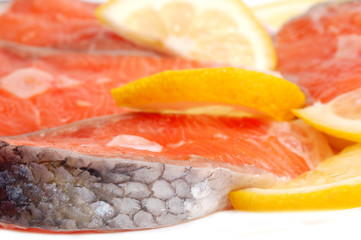 Fresh salmon with lemon