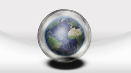 Earth inside glass sphere