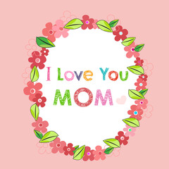 I love you mom with flower greeting card