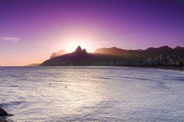 Sunset view of Ipanema in Rio de Janeiro, Brazil