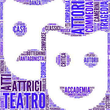 tag cloud inerente il teatro - pittogramma