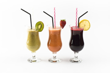 Fresh juices isolated on white