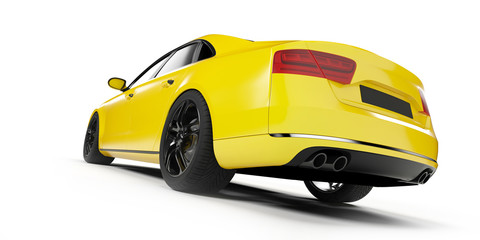 3d rendered illustration of a yellow sport sedan