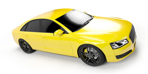 3d rendered illustration of a yellow sport sedan