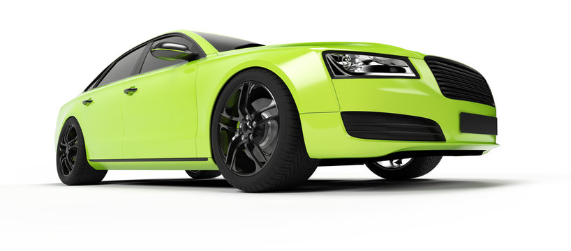 3d Rendered Illustration Of A Green Sport Sedan