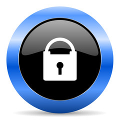 padlock blue glossy icon