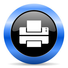 printer blue glossy icon