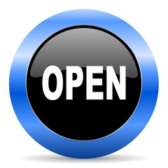 open blue glossy icon