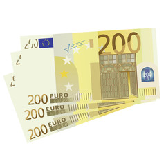 Vector drawing of a 3x 200 Euro bills - 64643869