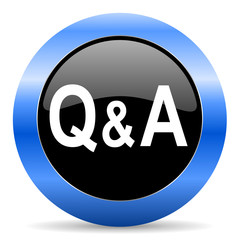 question answer blue glossy icon