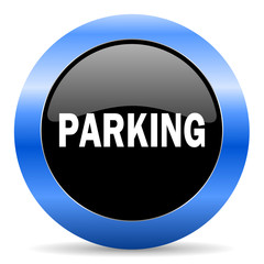 parking blue glossy icon
