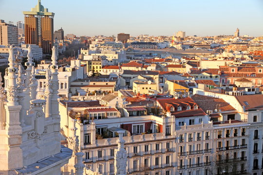 Madrid city from Cibeles palace, Spain