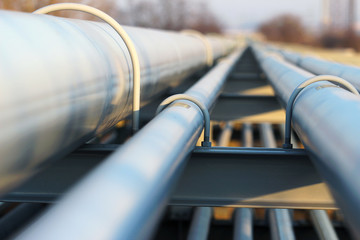 detail of steel light pipeline in oil refinery
