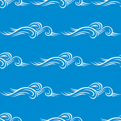 Seamless blue curling wave pattern